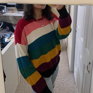 Rainbow striped knit sweater